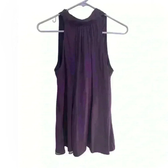Lola & Sophie Silk Blend Mock Neck Halter Tie Purple Blouse Top Mini Dress XS - Picture 2 of 10